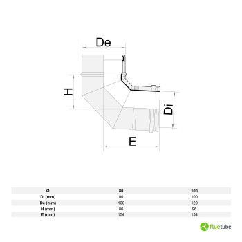 Coude à 87° double paroi cuivre et polypropylène 2