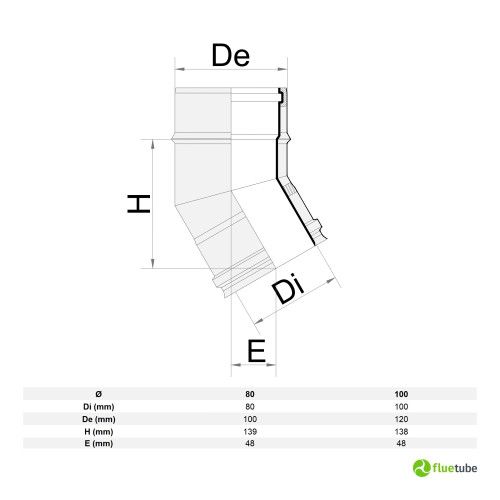 Coude 30° double paroi en cuivre et polypropylène