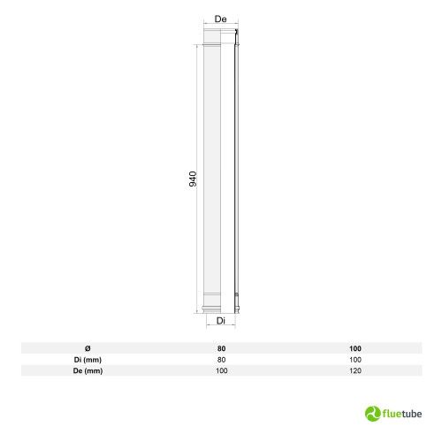 Tuyau 1 mètre double paroi en cuivre-plastique