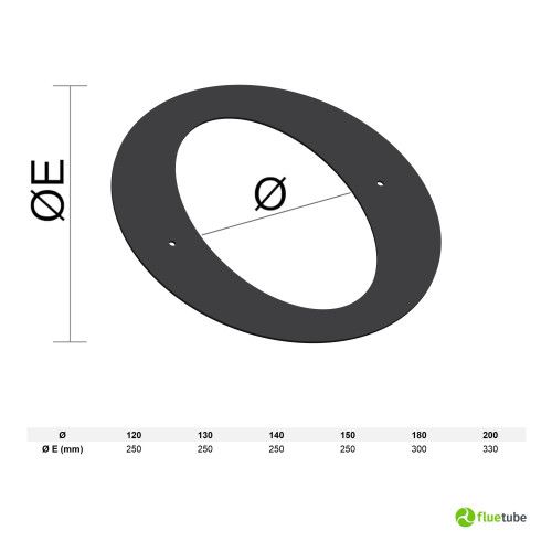 Rosace noire cache-mur ovale 45° en acier au carbone pour tuyaux 2 mm
