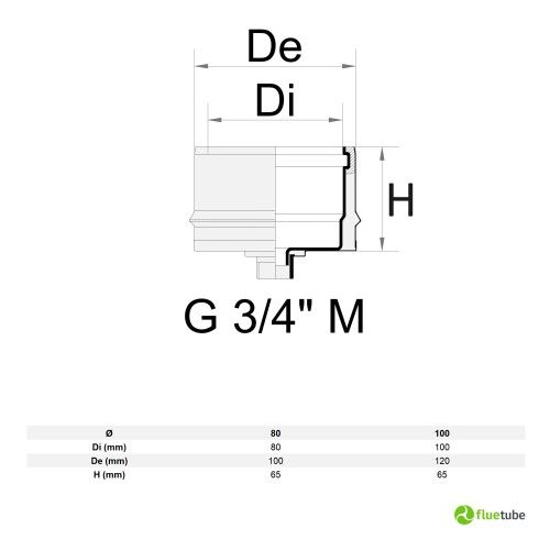 Bouchon d'évacuation des condensats double paroi cuivre et plastique