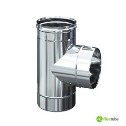 Raccord T 90° pour conduit de fumée en acier inoxydable 316L simple paroi