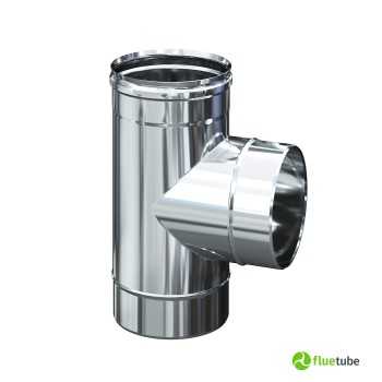 Raccord T 90° pour conduit de fumée en acier inoxydable 316L simple paroi