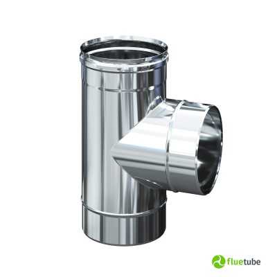 Raccord T 90° pour conduit de fumée en acier inoxydable 316L simple paroi
