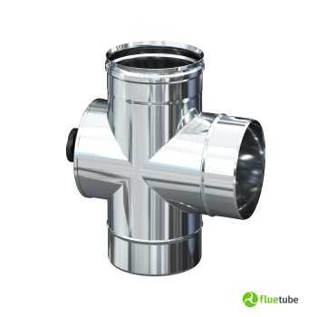 Raccord T 90° avec inspection pour conduit de fumée simple paroi