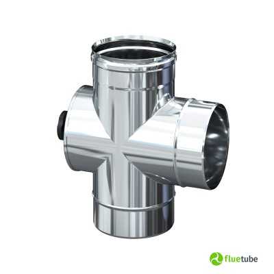Raccord T 90° avec inspection pour conduit de fumée simple paroi
