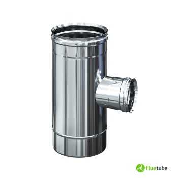 Raccord T 90° ø 100 F/F/M réduit ø 80 femelle en acier inoxydable 316L