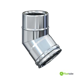 Coude 45° pour conduit de fumée isolé slim en acier inoxydable 316L