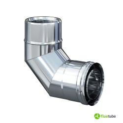 Coude 90° pour conduit de fumée isolé slim en acier inoxydable 316L