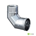 Coude 90° pour conduit de fumée isolé slim en acier inoxydable 316L