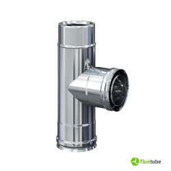 Raccord T 90° F/M/M pour conduit de fumée double paroi slim en acier