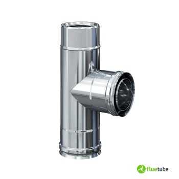 Raccord T 90° F/M/M pour conduit de fumée double paroi slim en acier