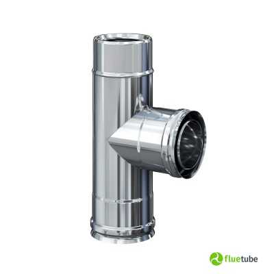 Raccord T 90° F/M/M pour conduit de fumée double paroi slim en acier