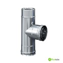 Raccord T 90° F/M/M pour conduit de fumée double paroi slim en acier