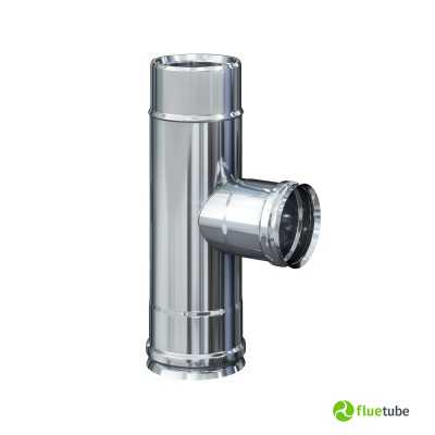Raccord T 90° F/F/M réduit Ø 80 pour conduit de fumée slim isolé