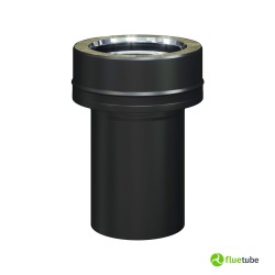 Adaptateur de tuyau en bois noir vers tuyau en acier au carbone double paroi Ø de 130-180 à 200-250