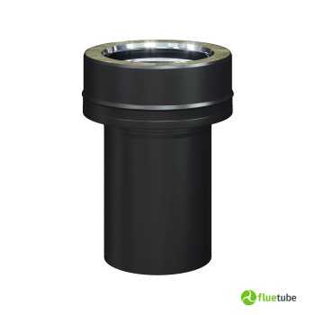 Adaptateur de tuyau en bois noir vers tuyau en acier au carbone double paroi Ø de 130-180 à 200-250