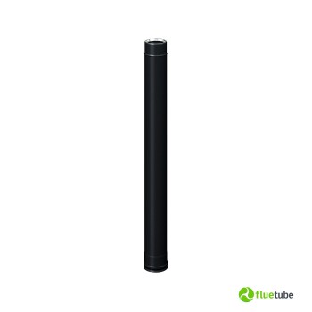 Tuyau de 1 mètre isolé slim pour conduit de fumée en acier inoxydable noir
