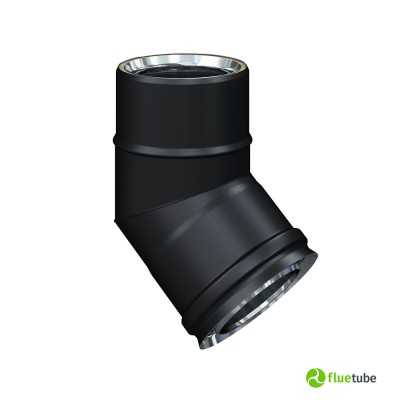 Coude 45° pour conduit de fumée isolé slim en acier noir