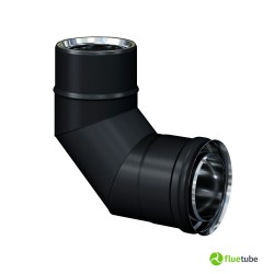 Coude 90° pour conduit de fumée isolé slim en acier noir 316L
