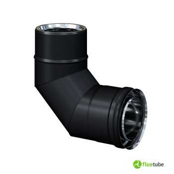 Coude 90° pour conduit de fumée isolé slim en acier noir 316L