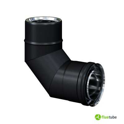 Coude 90° pour conduit de fumée isolé slim en acier noir 316L