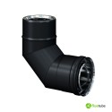 Coude 90° pour conduit de fumée isolé slim en acier noir 316L