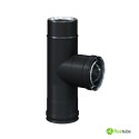 Raccord T 90° F/M/M pour tuyau double paroi slim en acier inoxydable noir