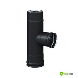 Raccord T 90° F/F/M réduit Ø 80 pour tuyau isolé slim noir