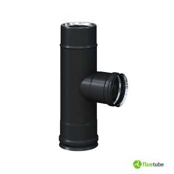 Raccord T 90° F/F/M réduit Ø 80 pour tuyau isolé slim noir