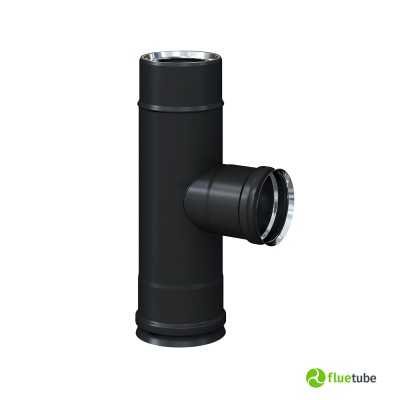 Raccord T 90° F/F/M réduit Ø 80 pour tuyau isolé slim noir