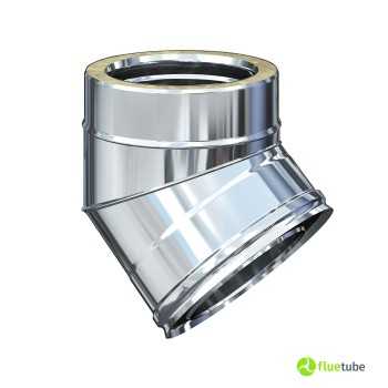 Coude 45° pour conduit de fumée en acier inoxydable 316L double paroi