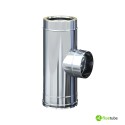 Raccord T 90° sortie simple paroi pour conduit de fumée extérieur double paroi