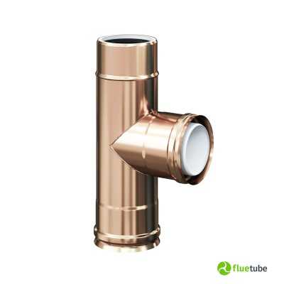 Raccord T 87° double paroi cuivre-plastique pour condensation
