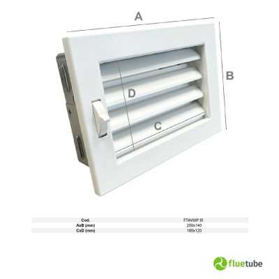 Grille encastrée avec ouverture frontale pour canalisation d'air chaud
