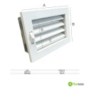 Grille encastrée avec ouverture frontale pour canalisation d'air chaud