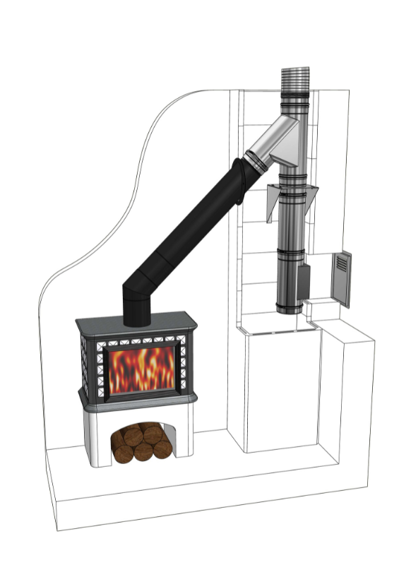 Esempio di installazione tubi per camino legna